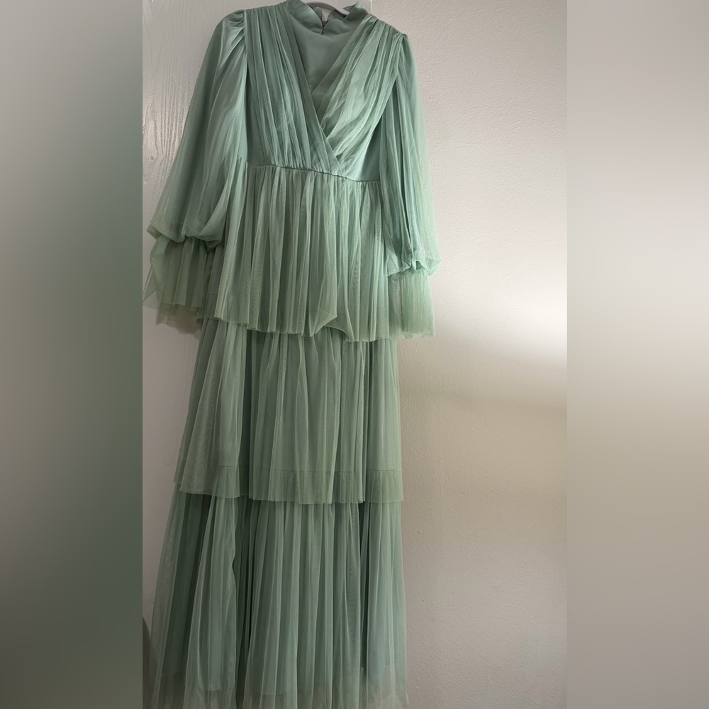 Chic Long Sleeve Mint Green Dress